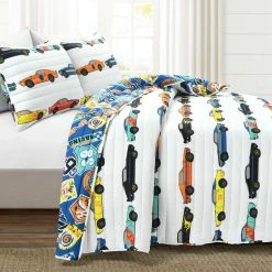 Cheapest ✔️ Lush Decor Race Cars Print 3-Piece Quilt Set Navy 👍 -Lush Decor Shop Lush Decor Race Cars Print 3 Piece Quilt Set 3