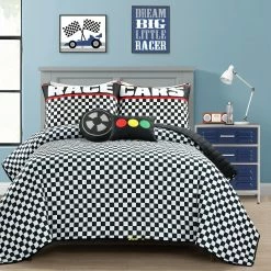 Flash Sale 🥰 Lush Decor Racing Cars Reversible Oversized Quilt Set White 🎉 -Lush Decor Shop Lush Decor Racing Cars Quilt Set 2