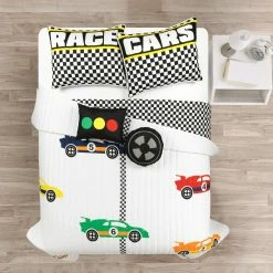 Flash Sale 🥰 Lush Decor Racing Cars Reversible Oversized Quilt Set White 🎉 -Lush Decor Shop Lush Decor Racing Cars Quilt Set 6