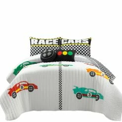 Flash Sale 🥰 Lush Decor Racing Cars Reversible Oversized Quilt Set White 🎉 -Lush Decor Shop Lush Decor Racing Cars Quilt Set 7