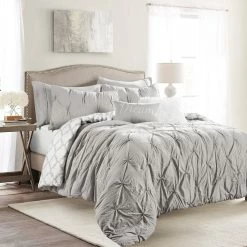 Flash Sale 🧨 Lush Decor Ravello Pintuck Caroline Geo Comforter Set Light Gray ⭐