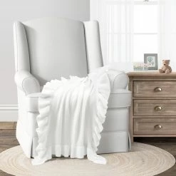 Best Sale 🧨 Lush Decor Reyna Soft Knitted Ruffle Baby/Toddler All-Season Blanket - 40" X 30" White 🔔 -Lush Decor Shop Lush Decor Reyna Soft Knitted Ruffle Baby Toddler All Season Blanket 3