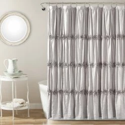 Flash Sale ❤️ Lush Decor Rosettes Shower Curtain Gray 🎉
