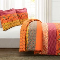Best deal 😀 Lush Decor Royal Empire Reversible Cotton Duvet Cover 3 Piece Set Tangerine 👏