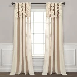 Discount 🎁 Lush Decor Ruched Waterfall Linen Window Curtain Single Panel - 84" X 52" Dark Linen 🧨