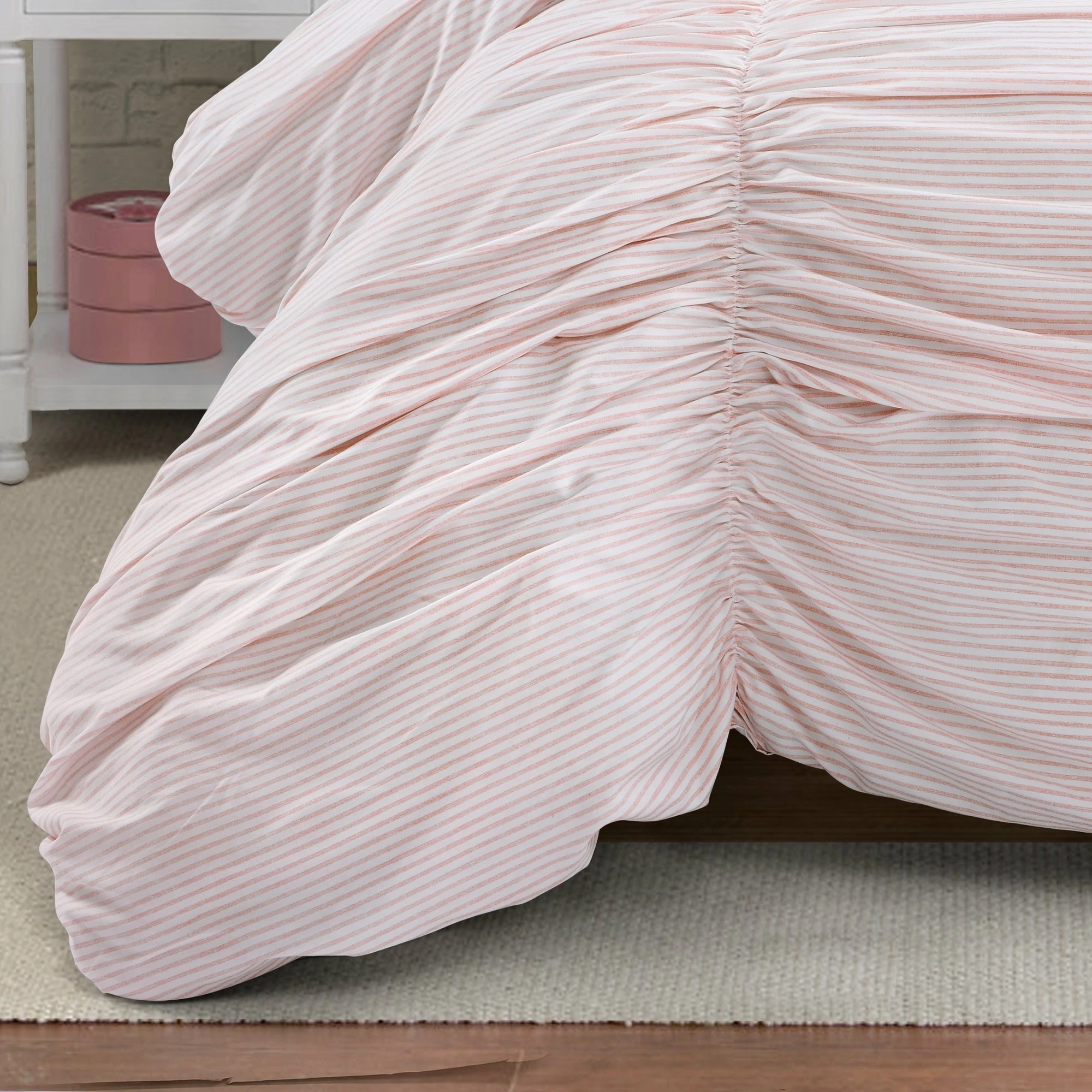 Budget π₯° Lush Decor Ruching Ticking Stripe Comforter Set Blush π 10 Budget π₯° Lush Decor Ruching Ticking Stripe Comforter Set Blush π - Image 10