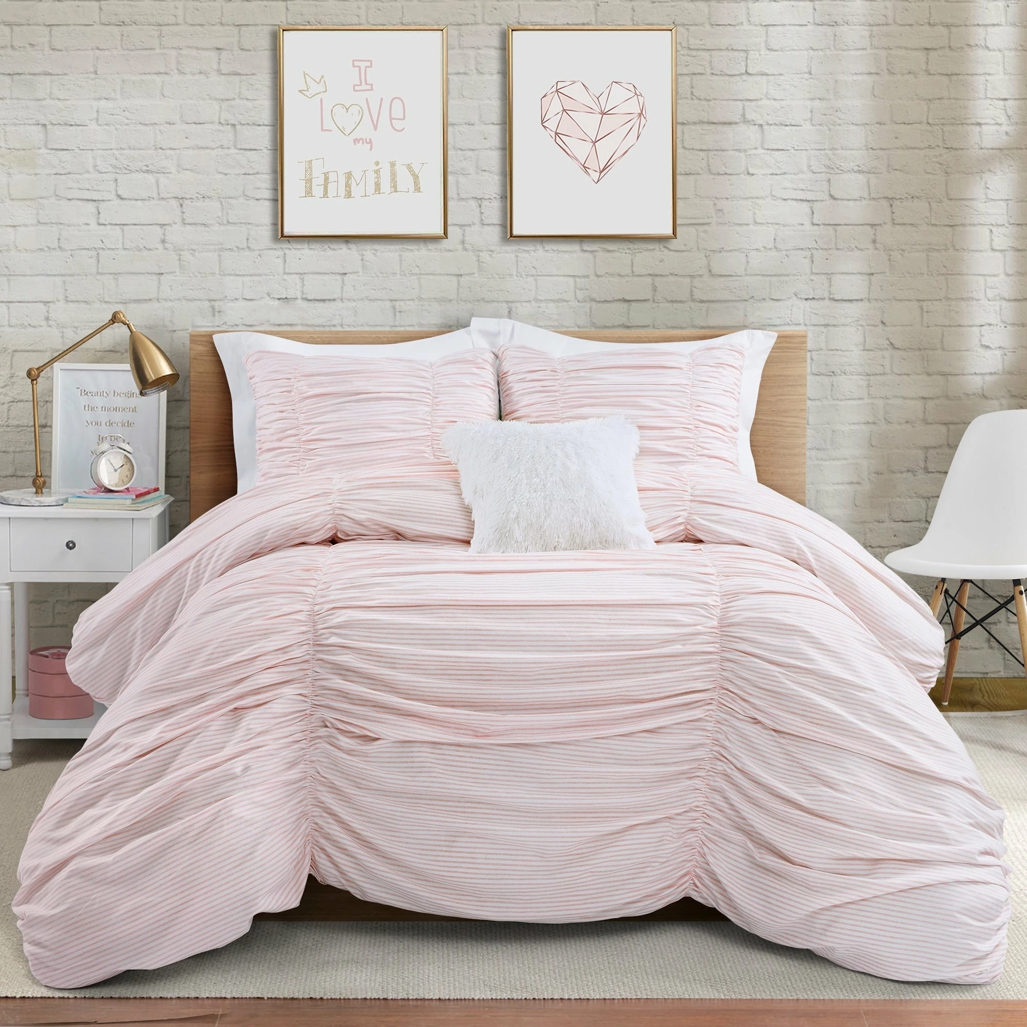 Budget π₯° Lush Decor Ruching Ticking Stripe Comforter Set Blush π 8 Budget π₯° Lush Decor Ruching Ticking Stripe Comforter Set Blush π - Image 8