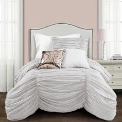 Budget π₯° Lush Decor Ruching Ticking Stripe Comforter Set Blush π