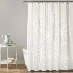 Budget ❤️ Lush Decor Ruffle Flower Shower Curtain Light Gray 😍