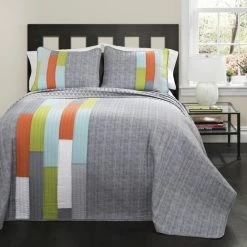 Budget 💯 Lush Decor Shelly Stripe Quilt Set Grey ✔️ -Lush Decor Shop Lush Decor Shelly Orange Blue Stripe Quilt Set 75f6b308 69a8 4923 85de 50660d4df24a 1000