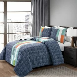 Budget 💯 Lush Decor Shelly Stripe Quilt Set Grey ✔️