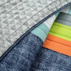 Budget 💯 Lush Decor Shelly Stripe Quilt Set Grey ✔️ -Lush Decor Shop Lush Decor Shelly Stripe Quilt Set 3