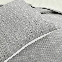 New π― Lush Decor Solid Kantha Pick Stitch Woven Cotton 3-piece Quilt Set White π 22 New π― Lush Decor Solid Kantha Pick Stitch Woven Cotton 3-piece Quilt Set White π -Lush Decor Shop Lush Decor Solid Kantha Pick Stitch Yarn Dyed Cotton Woven 3 Piece Quilt Coverlet Set 7