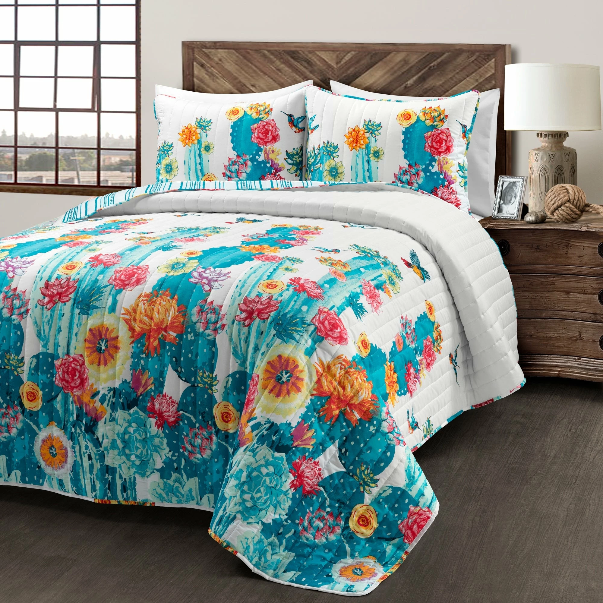 Best Sale ❤️ Lush Decor Southwest Vibrant Cactus Reversible Oversized 3 Piece Quilt Set 👍 1 Best Sale ❤️ Lush Decor Southwest Vibrant Cactus Reversible Oversized 3 Piece Quilt Set 👍