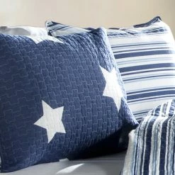 Best Sale π Lush Decor Star Pattern 3-piece Cotton Quilt Set Navy π₯