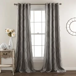 Promo 🧨 Lush Decor Swirl Room Darkening Curtain Panel Pair - 52"W X 84"L Navy 💯