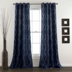 Promo 🧨 Lush Decor Swirl Room Darkening Curtain Panel Pair - 52"W X 84"L Navy 💯 -Lush Decor Shop Lush Decor Swirl Room Darkening Curtain Panel Pair 5222W x 8422L 5