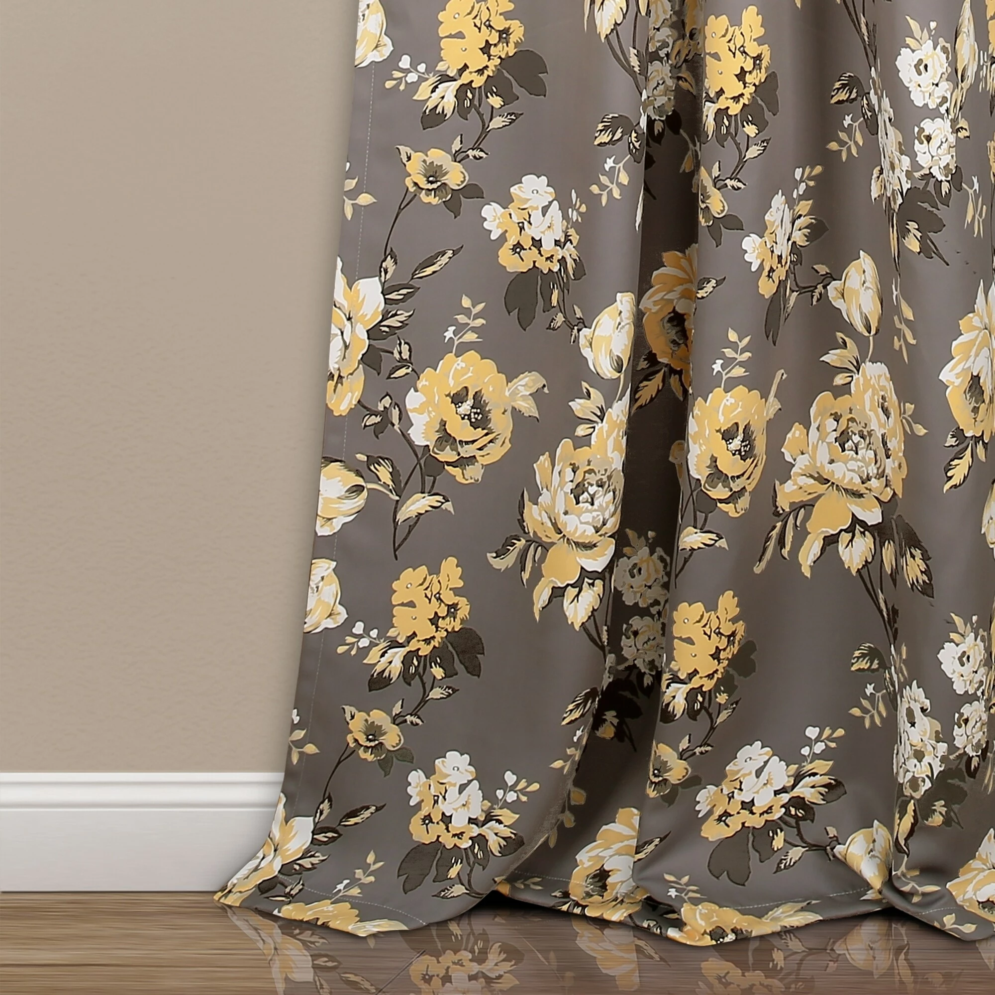 Best Sale π Lush Decor Tania Floral Room Darkening Window Curtain Panel Pair Gray & Yellow β 10 Best Sale π Lush Decor Tania Floral Room Darkening Window Curtain Panel Pair Gray & Yellow β - Image 10