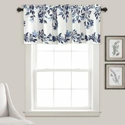 Outlet π Lush Decor Tanisha Room Darkening Window Curtain Valance - 18" X 52" Navy & White β