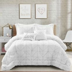 Brand new β¨ Lush Decor Trio Geo Metallic Print Comforter Set Blush & Gold π