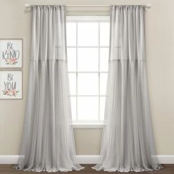 Brand new ⭐ Lush Decor Tulle 👗 Skirt Solid Window Curtain Panel Pair - 84" X 40" Light Gray 🎁