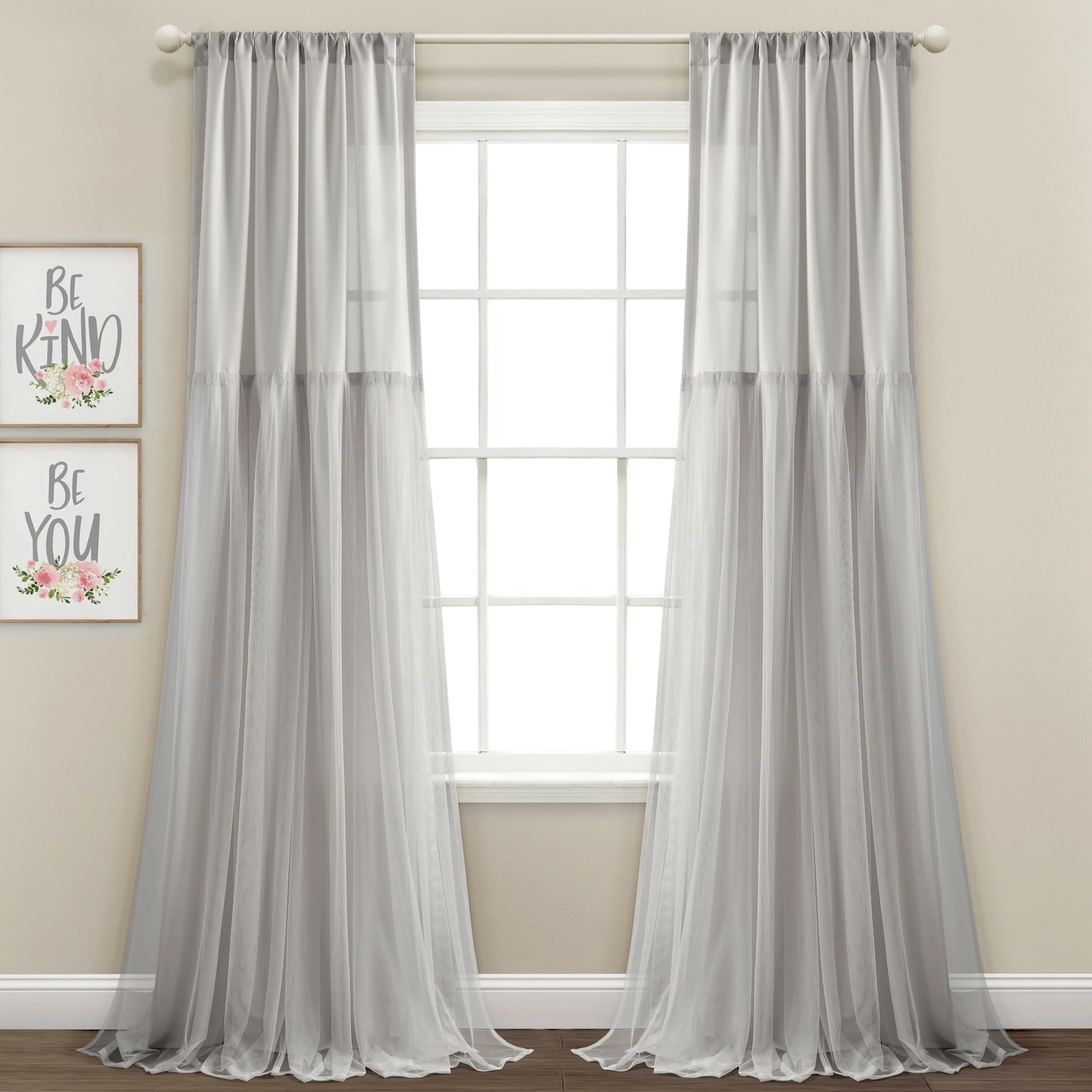 Brand new β Lush Decor Tulle π Skirt Solid Window Curtain Panel Pair - 84" X 40" Light Gray π 1 Brand new β Lush Decor Tulle π Skirt Solid Window Curtain Panel Pair - 84" X 40" Light Gray π