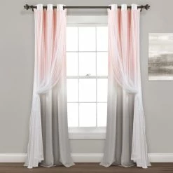 Flash Sale π Lush Decor Umbre Fiesta Grommet Sheer/ Printed Light Filtering Window Curtain Panel With Tieback Single Blush/gray β
