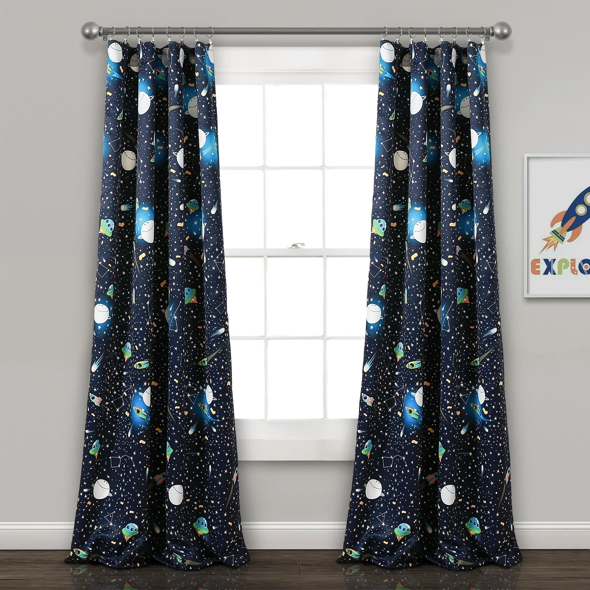 Flash Sale π Lush Decor Universe Room Darkening Window Curtain Panel Pair Navy π 1 Flash Sale π Lush Decor Universe Room Darkening Window Curtain Panel Pair Navy π