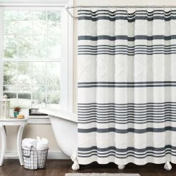Best Pirce ❤️ Lush Decor Urban Diamond Stripe Woven Tufted Eco-Friendly Recycled Cotton Shower Curtain Single Gray 💯 -Lush Decor Shop Lush Decor Urban Diamond Stripe Woven Tufted Eco Friendly Recycled Cotton Shower Curtain Single 2