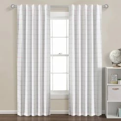 Best reviews of π Lush Decor Urban Square Grid 100 Percent Lined Back Tab/Rod Pocket Blackout Window Curtain Panels Set White/gray π