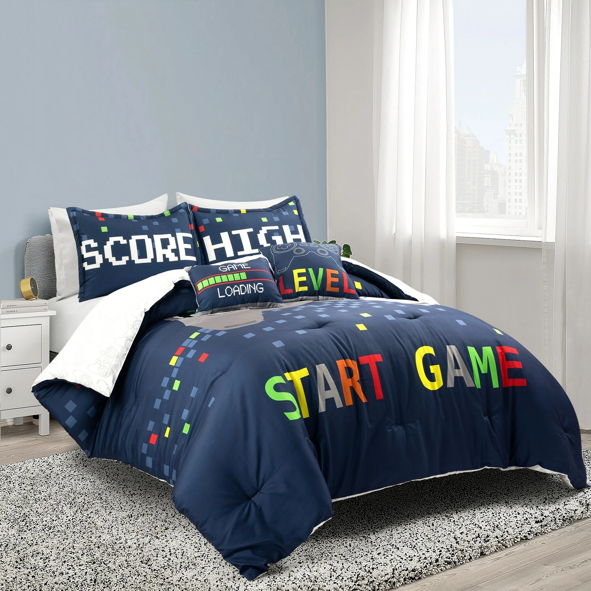 Hot Sale 𧨠Lush Decor Video Games Reversible Oversized Comforter Set Gray/yellow π 2 Hot Sale 𧨠Lush Decor Video Games Reversible Oversized Comforter Set Gray/yellow π - Image 2
