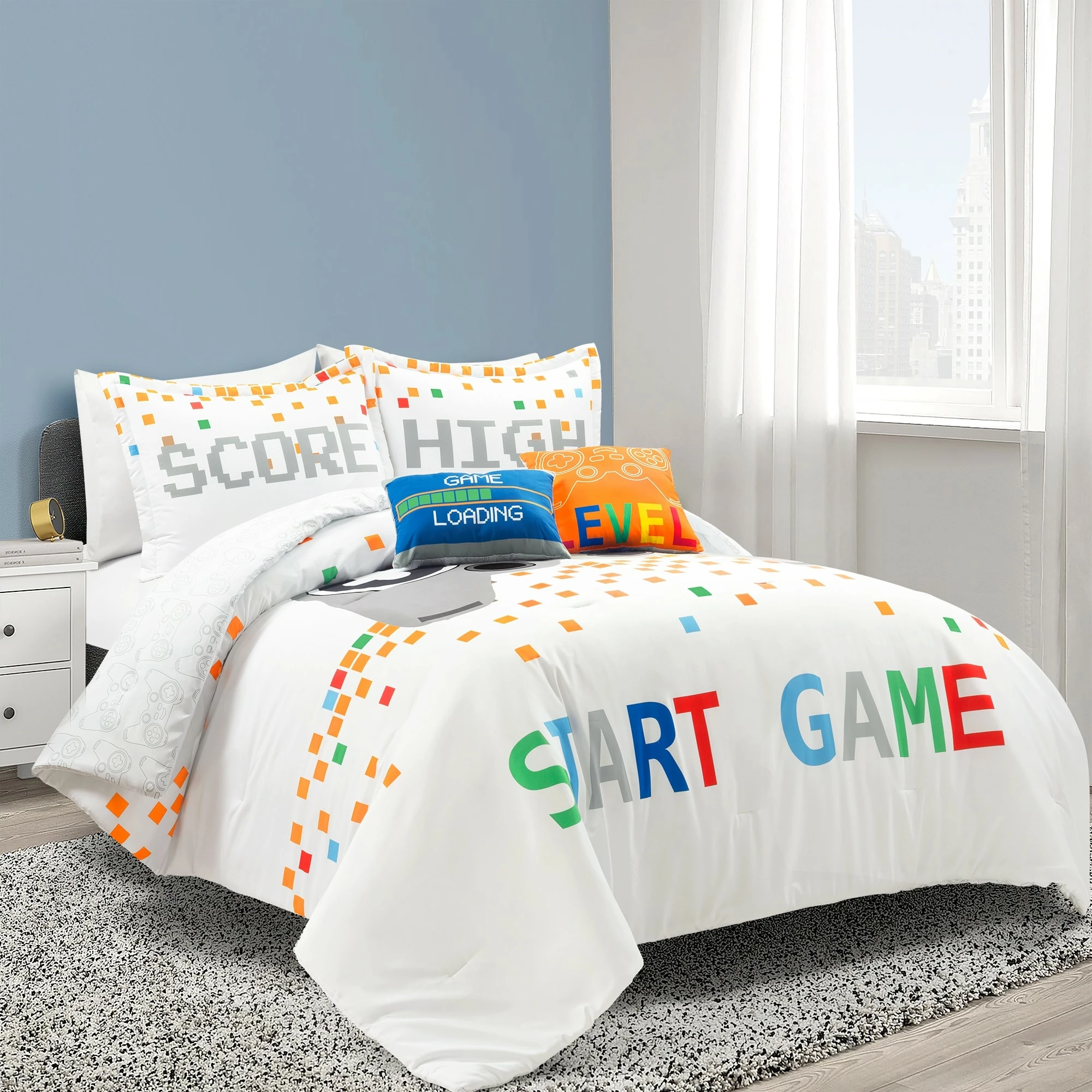 Hot Sale 𧨠Lush Decor Video Games Reversible Oversized Comforter Set Gray/yellow π 3 Hot Sale 𧨠Lush Decor Video Games Reversible Oversized Comforter Set Gray/yellow π - Image 3