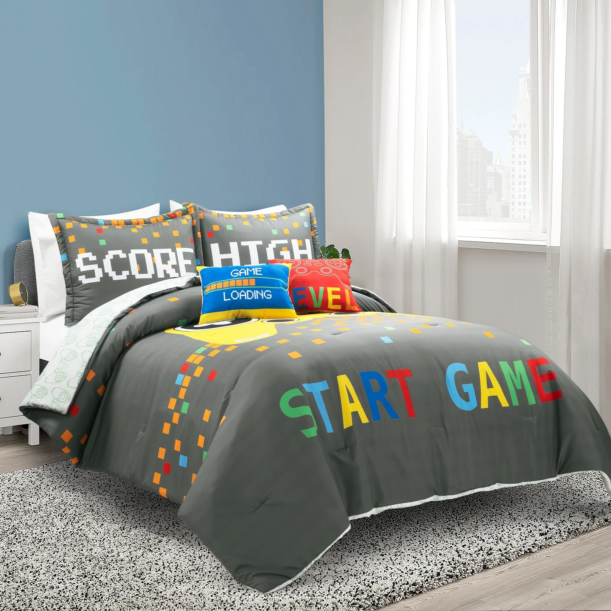 Hot Sale 𧨠Lush Decor Video Games Reversible Oversized Comforter Set Gray/yellow π 1 Hot Sale 𧨠Lush Decor Video Games Reversible Oversized Comforter Set Gray/yellow π