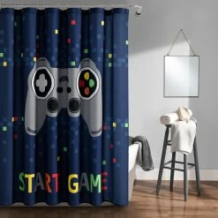 Cheapest 😀 Lush Decor Video Games Shower Curtain Single - Navy - 72" X 72" ⭐