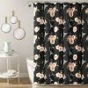 Discount 🎁 Lush Decor Vintage Paris Rose Butterfly Script Shower Curtain Black 🧨