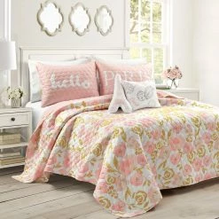 Coupon π― Lush Decor Watercolor Rose Paris Glitter Reversible Quilt Set π