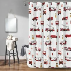 Best deal 🔔 Make A Wish By Lush Decor Fire Truck Shower Curtain Red & White ⭐